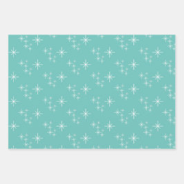 トレンディーシンプルティール（緑がかった色）クリスマスツリーズ ラッピングペーパーシート