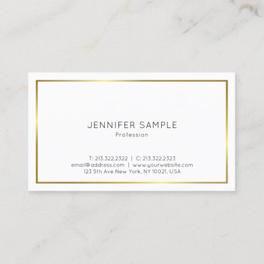 トレンディーシンプルデザインエレガント金ゴールドプレインラグジュアリー 名刺 (裏面)