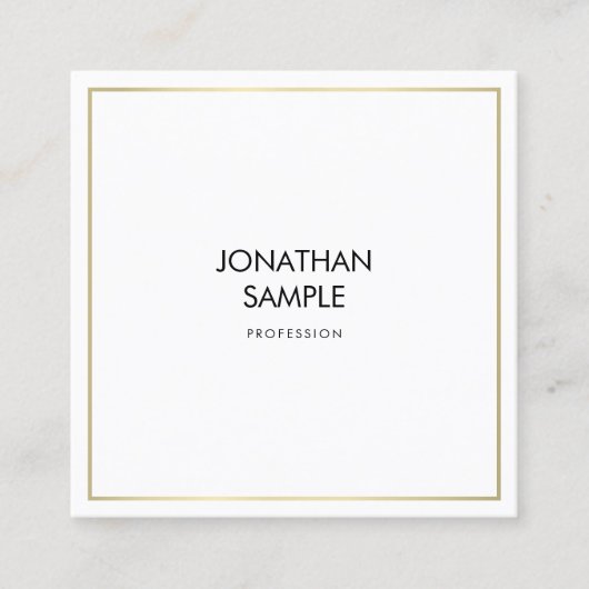 トレンディーシンプルデザインスタイリッシュ金ゴールドプロフェッショナル スクエア名刺 (正面)