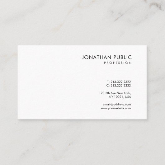 トレンディーシンプルデザインホワイトテンプレートシモダンック 名刺 (正面)