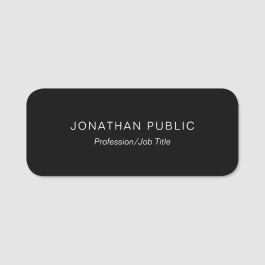 トレンディーシンプルデザインモダンブラックテンプレート 名札 (正面)