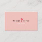 トレンディーシンプルピンクレッドパームツリービジネスカード 名刺 (正面)