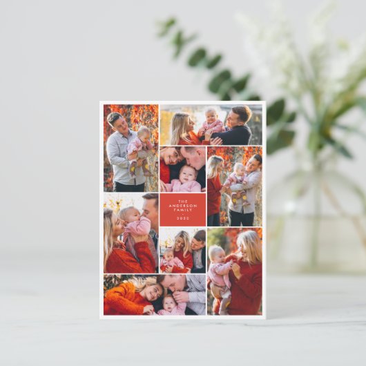トレンディーシンプルフェスティバル8フォトコラージュクリスマス シーズンポストカード (スタンド正面)