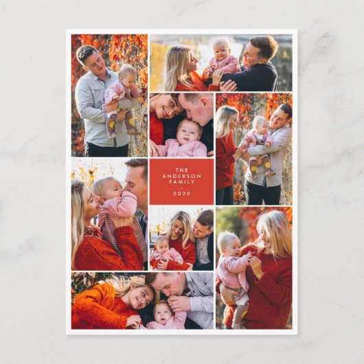 トレンディーシンプルフェスティバル8フォトコラージュクリスマス シーズンポストカード (正面)