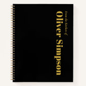 トレンディーシンプルブラック金ゴールドモノグラム名レシピ ノートブック (正面)