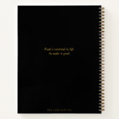 トレンディーシンプルブラック金ゴールドモノグラム名レシピ ノートブック (裏面)