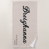 トレンディーシンプルブラック+ベージュウェディングパーティー ビーチタオル (正面)