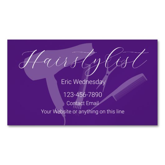 トレンディーシンプルヘアスタイリストテーマ マグネット名刺 (正面)