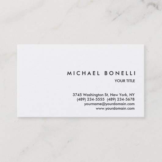 トレンディーシンプルホワイトプロフェッショナル名刺 名刺 (正面)