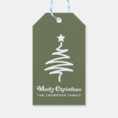トレンディーシンプルレトログリーンクリスマス差出人住所 ギフトタグ (正面)