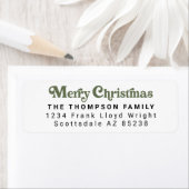 トレンディーシンプルレトログリーンクリスマス差出人住所 ラベル (インサイチュ)