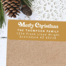 トレンディーシンプルレトログリーンクリスマス差出人住所