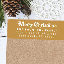 トレンディーシンプルレトログリーンクリスマス差出人住所 ラベル