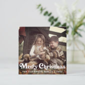 トレンディーシンプルレトロタイポグラフィフォトクリスマス シーズンカード (スタンド正面)