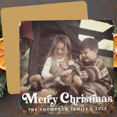 トレンディーシンプルレトロタイポグラフィフォトクリスマス シーズンカード
