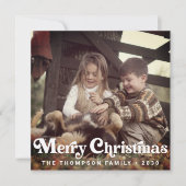 トレンディーシンプルレトロタイポグラフィフォトクリスマス シーズンカード (正面)