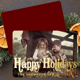 トレンディーシンプルレトロタイポグラフィフォトクリスマス 箔シーズンカード