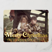 トレンディーシンプルレトロタイポグラフィフォトクリスマス 箔シーズンカード (正面)