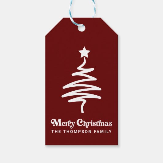 トレンディーシンプルレトロレッドクリスマス差出人住所 ギフトタグ (正面)