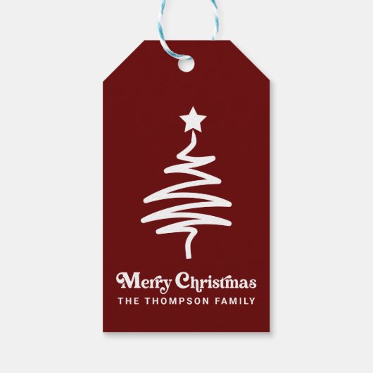 トレンディーシンプルレトロレッドクリスマス差出人住所 ギフトタグ (裏面)