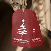 トレンディーシンプルレトロレッドクリスマス差出人住所 ギフトタグ