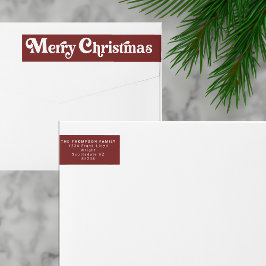 トレンディーシンプルレトロレッドクリスマス差出人住所 ラップアラウンドラベル