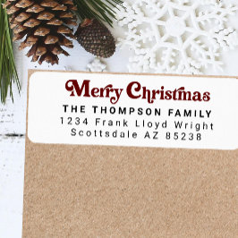 トレンディーシンプルレトロレッドクリスマス差出人住所 ラベル