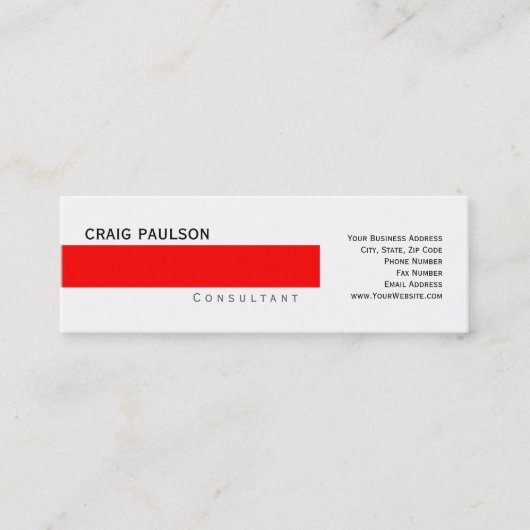 トレンディーシンプル可愛いプレーン・コンサルタント・ビジネスカード スキニー名刺 (正面)