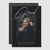 トレンディーシンプル書道3枚写真卒業 マグネット招待状 (正面/裏面)