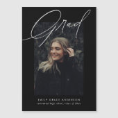 トレンディーシンプル書道3枚写真卒業 マグネット招待状 (正面)