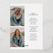 トレンディーシンプル書道3枚写真卒業 箔招待状 (裏面)