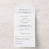 トレンディーシンプル白黒スクリプ結婚ト オールインワン招待状 (内側)