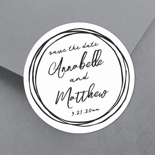 トレンディーシンプル白黒名の保存日付 ラウンドシール