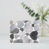 トレンディーシンプル白黒結晶ハートパターン ポストカード (スタンド正面)