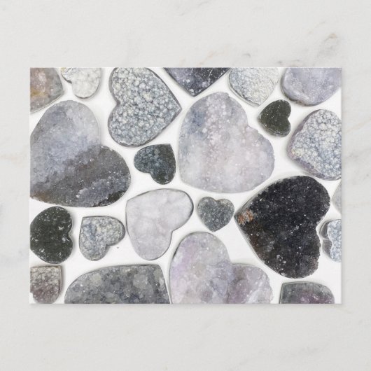 トレンディーシンプル白黒結晶ハートパターン ポストカード (正面)