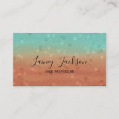 トレンディーシーグリーンと燃えたオレンジ色の抽象芸術モザイク 名刺 (正面)