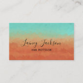 トレンディーシーグリーンと燃えたオレンジ色抽象芸術 名刺 (正面)