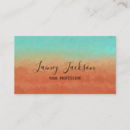 トレンディーシーグリーンと燃えたオレンジ色抽象芸術 名刺