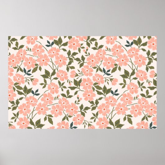トレンディーシームレスヴィンテージフローラルパターン。無限の宣伝 ポスター (正面)