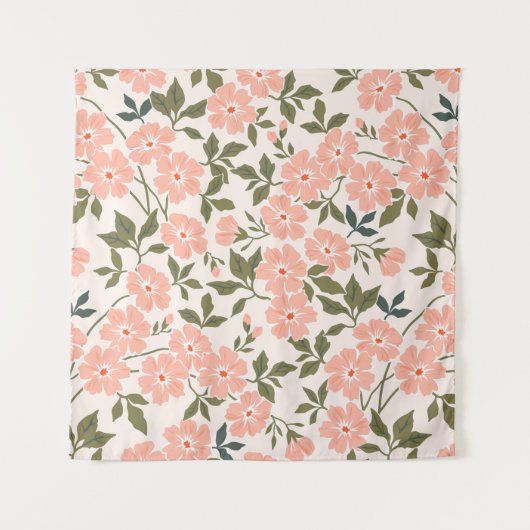 トレンディーシームレスヴィンテージフローラルパターン。無限広告 タペストリー (正面)