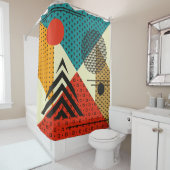 トレンディージオメトリ要素。レトロスタイルテクスチャ、pa シャワーカーテン (インサイチュ)