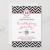 トレンディージグザグシェブロン誕生日パーティー招待状 招待状 (正面)