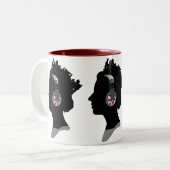 トレンディージャックヘッドホン付きエリザベス女王 ツートーンマグカップ (正面左)