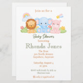 トレンディージャングルテーマベビーシャワー 招待状 (正面/裏面)