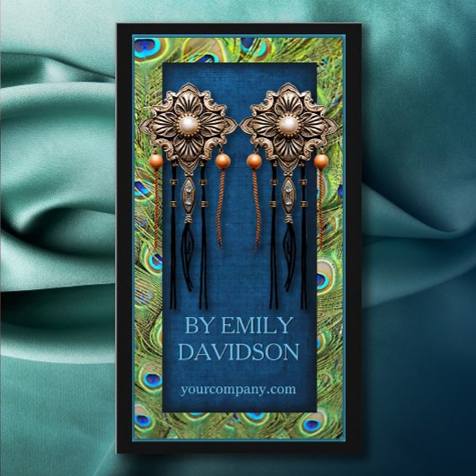 トレンディージュエルイヤリングディスプレイピーコックフェザーズブルー 名刺