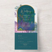 トレンディージュエルトーンティーマルーン結婚金ゴールド オールインワン招待状 (内側)