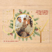 トレンディージョイパインブックスリースフォトクリスマスカード アクリル招待状 (正面)