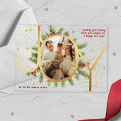 トレンディージョイパインブックスリースフォトクリスマスカード アクリル招待状