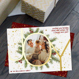 トレンディージョイパインブーフリースクリスマスフォト実在 箔シーズンカード