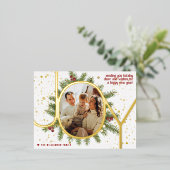 トレンディージョイパインブーフリースクリスマスフォト実在 箔シーズンポストカード (立ち正面)